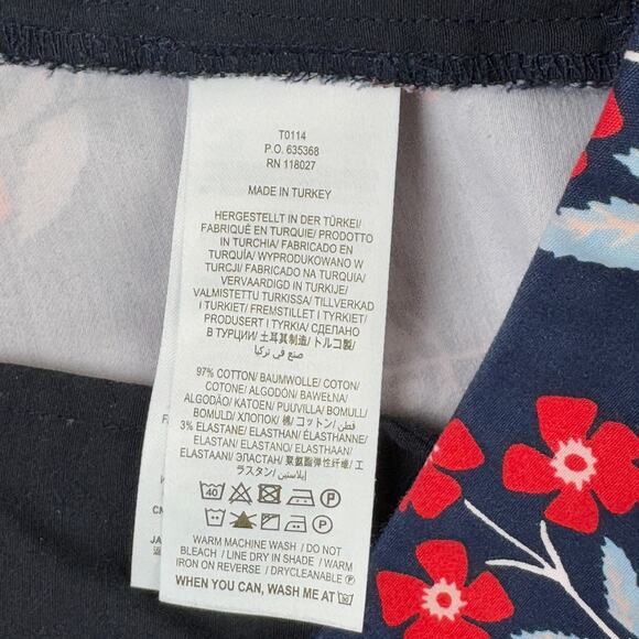 Boden Navy/Red Floral Richmond Stretch High Waisted Ankle Trousers Size 10 P - Picture 11 of 15